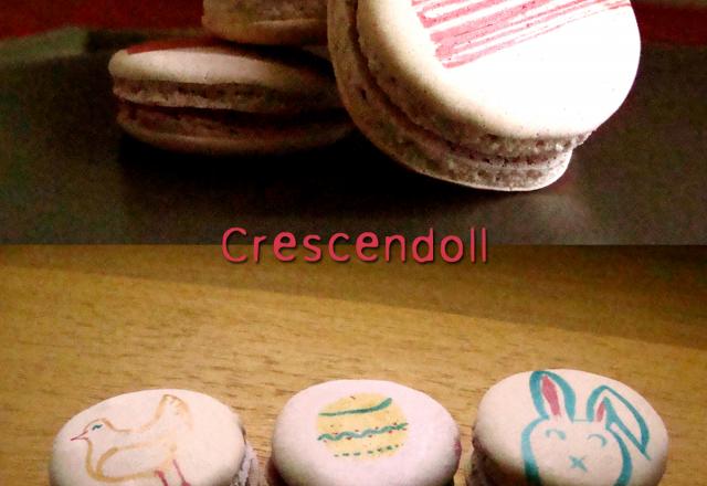 Macarons décorés de Pâques à la framboise et au chocolat blanc