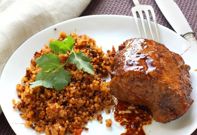 Filet mignon de porc au gingembre, épices et miel au four combiné vapeur