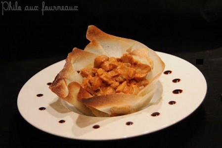 Corolle de Pompadour aux champignons de Paris à la tomate et mascarpone, Piment d'Espelette