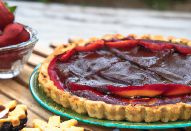 Tarte à la confiture de fraises et au chocolat