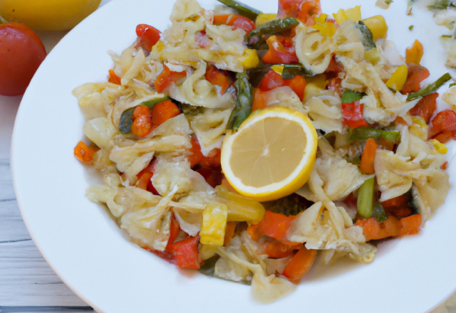 Salade de Farfalle au citron et aux légumes