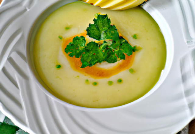 Velouté de pommes de terre à la sauce verte