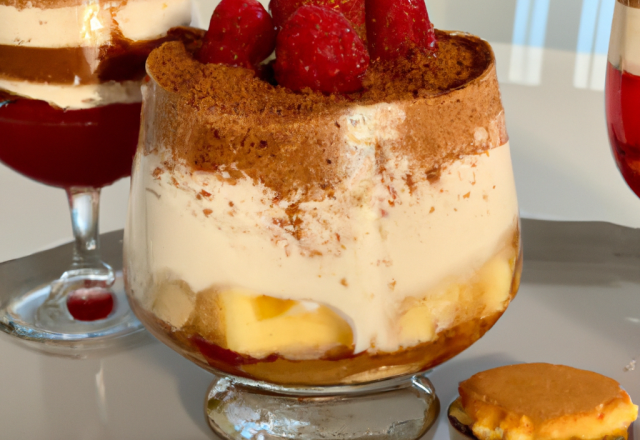 Verre des amoureux : tiramisu Nutella et framboises