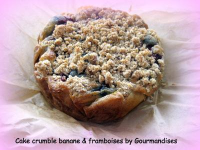 Cake crumble banane et framboises