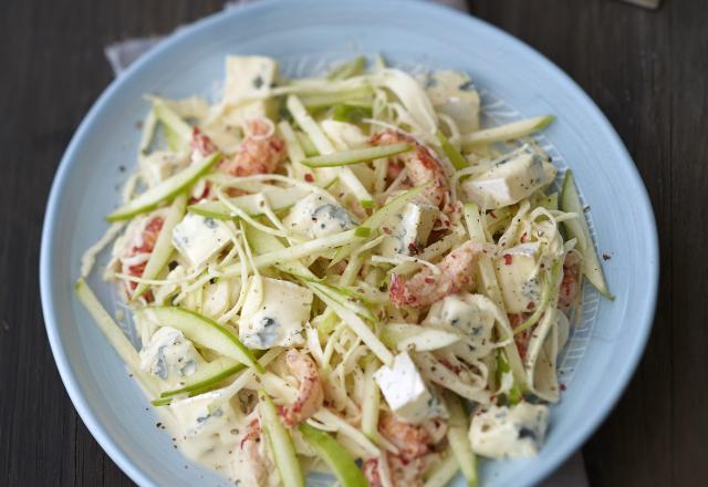 Coleslaw à la pomme verte, écrevisse et Bresse Bleu