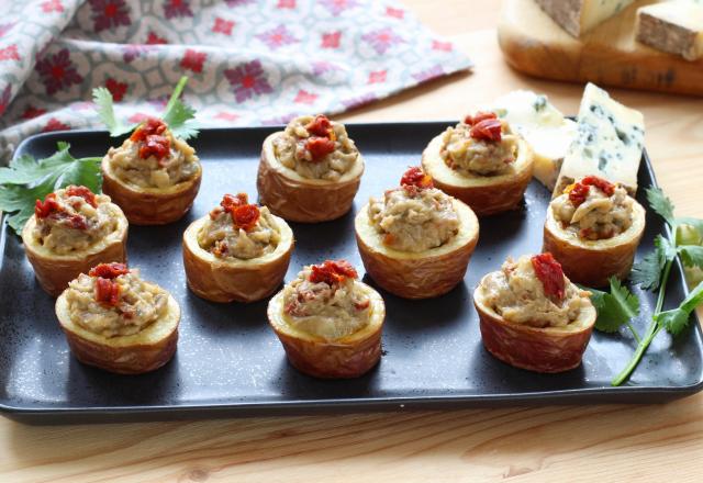 Tapas de pommes de terre à la Fourme d'Ambert et tomates séchées