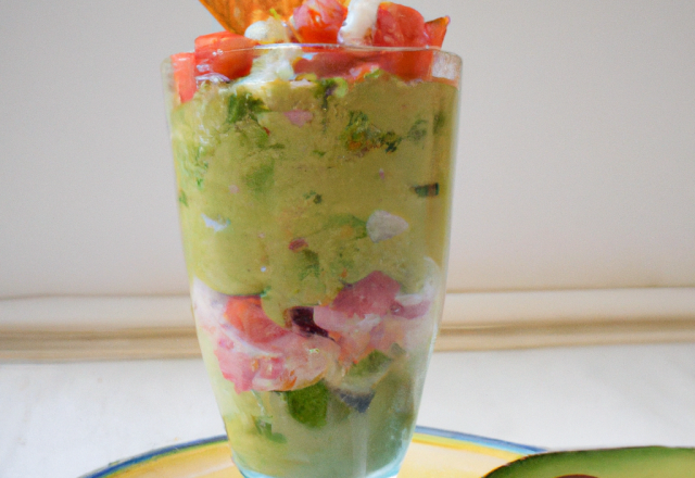 Verrine de guacamole et surimi