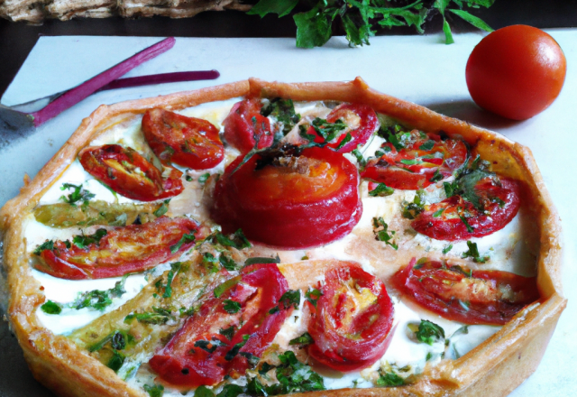 Tarte de tomates chèvre frais et jambon