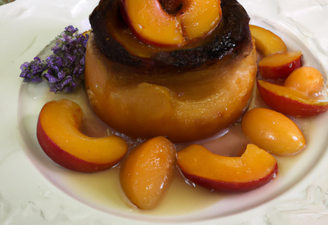 Savarin bourguignon aux pêches