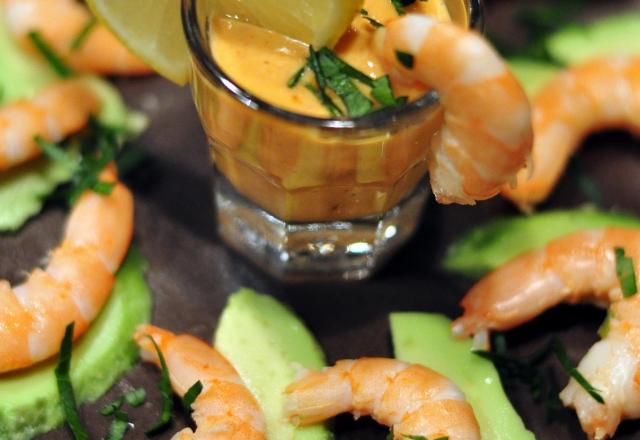 Avocat crevettes sauce samouraï