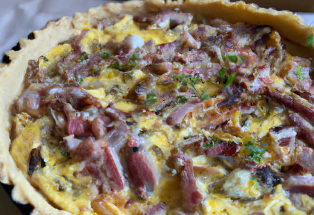 Quiche aux deux boudins et lardons