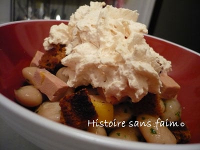 Haricots de Soissons en salade et chantilly de foie gras