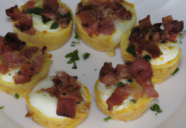 Œufs durs farcis aux soufflés bacon maison