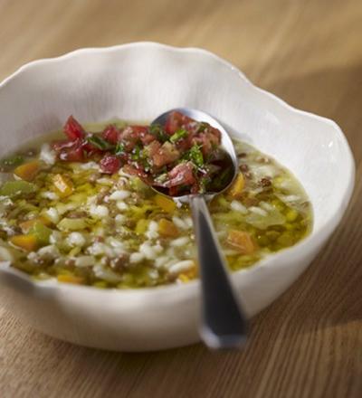 Soupe de lentilles et de riz