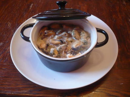 Cocotte de moules au bacon