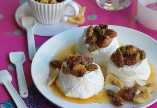 Chouchous de graines salées, faisselle aux fruits secs