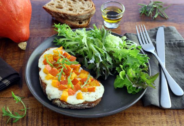 Tartines au potimarron et mozzarella