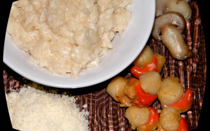 Risotto très crémeux, champignons et saint jacques