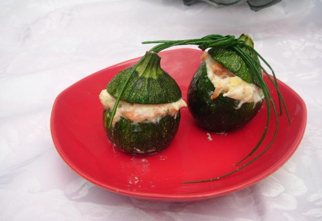 Courgettes  farcies fromage frais saumon