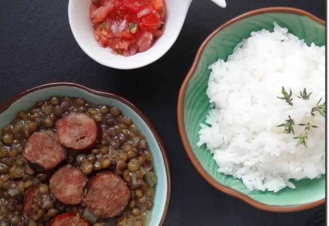 Lentilles saucisses à la Créole