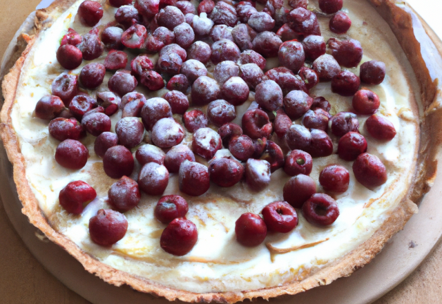 Tarte au chocolat blanc et aux cerises