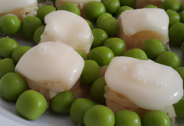 Petits pois à l'écume de brie de Melun