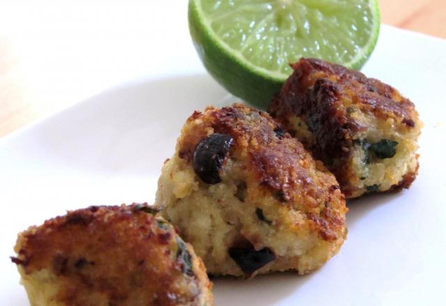 Boulettes de cabillaud aux olives et au citron vert