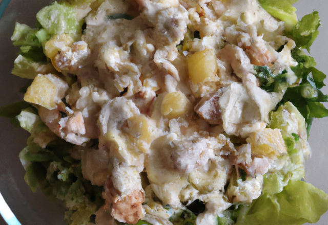 Salade tiède au poulet et lait de coco