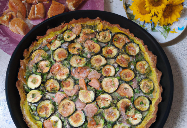 Tarte au saumon et aux courgettes