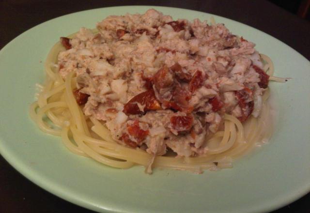 Spaguettis au thon et tomate séchée