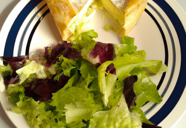 Feuilleté au camembert et sa salade