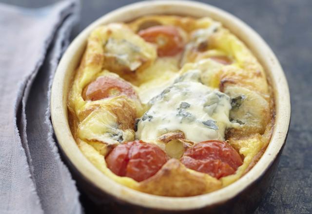 Clafoutis de tomates cerises au Bresse Bleu