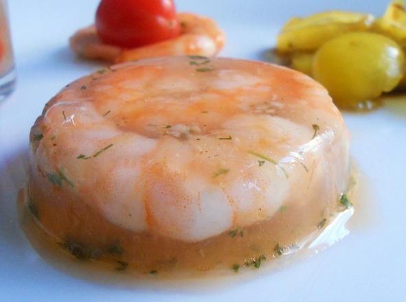 Crevettes en gelée de pamplemousse