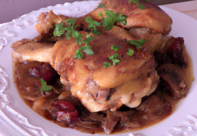 Chapon au vin rouge