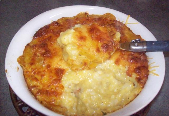 Gratin de choux fleurs et soupe de  légumes