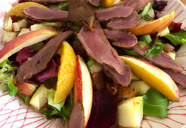 Salade de magret de canard aux pommes fruits