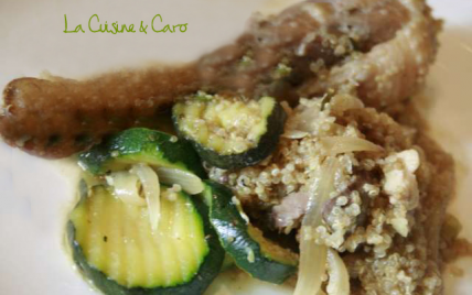 Poulet moutarde, gingembre, citron et quinoa courgettes