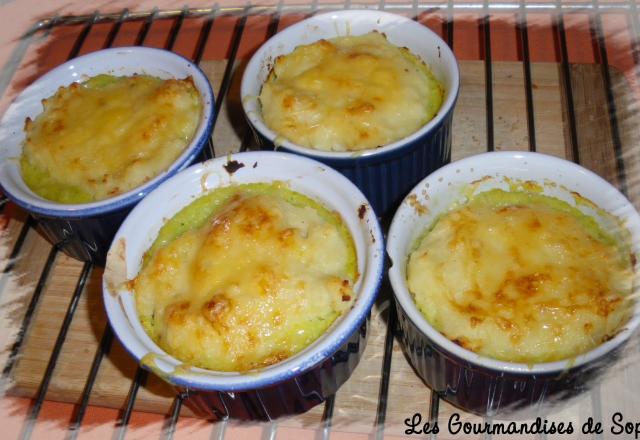 Verrines gratinées aux courgettes et jambon