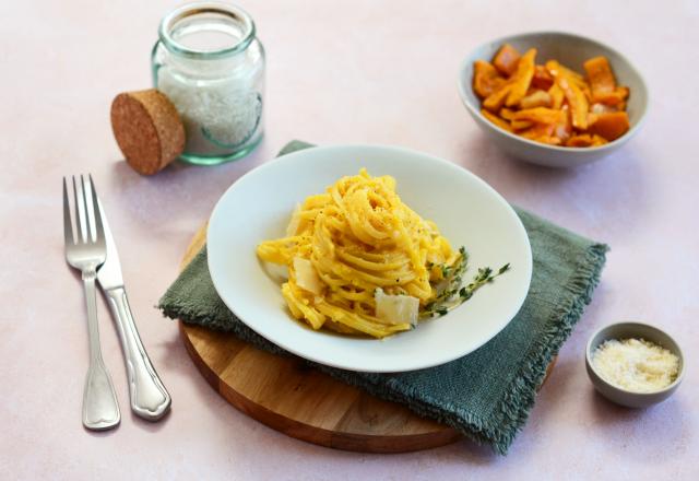 Linguines à la crème de butternut rôtie