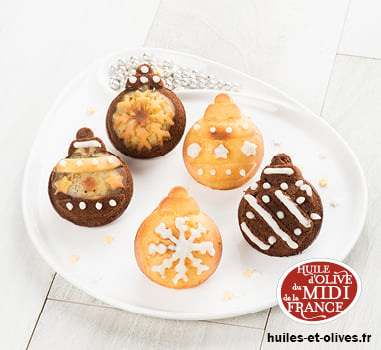 Boules de Noël moelleuses vanille-chocolat à l’huile d’olive