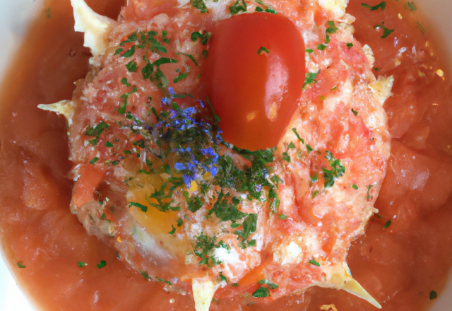 Tartare de crabe dormeur, gaspacho épicé