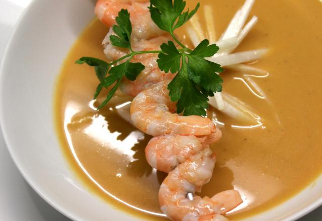 Soupe de crevettes et asperge