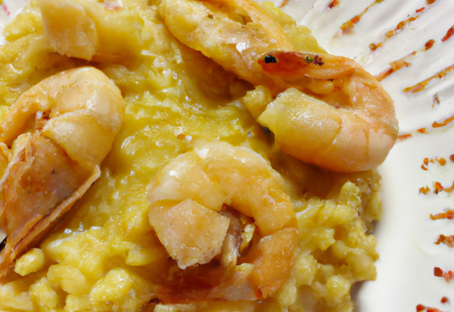 Risotto de crevettes à l'ail et au safran