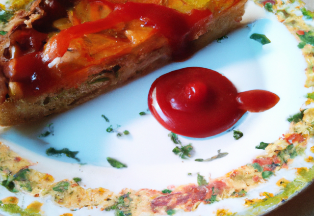 Tourte aux légumes et ketchup