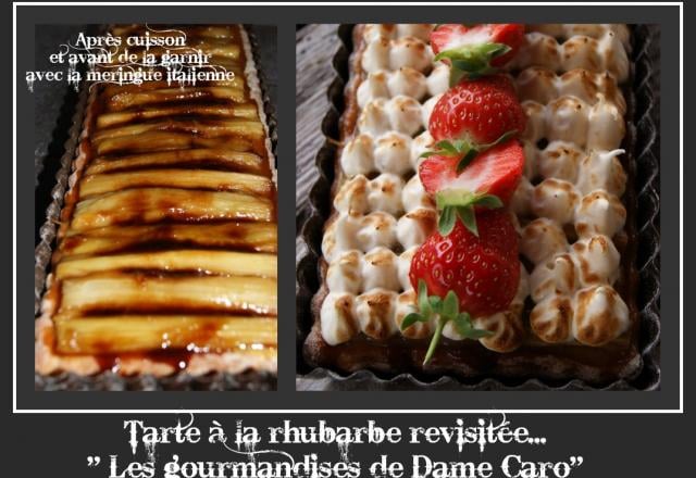 Tarte meringuée à la fondue de rhubarbe caramélisée