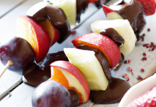 Brochettes de fruits au chocolat