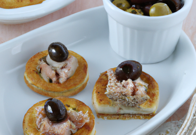 Petites galettes au thon et aux olives