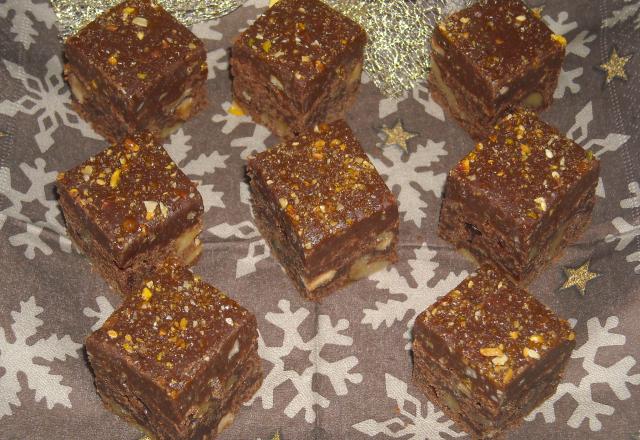 Brownies au 3 chocolats et sa ganache au eclats de nougatine