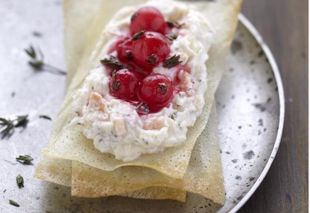 Crousti brick à l'apérivrais Tartinade au saumon et groseilles au thym