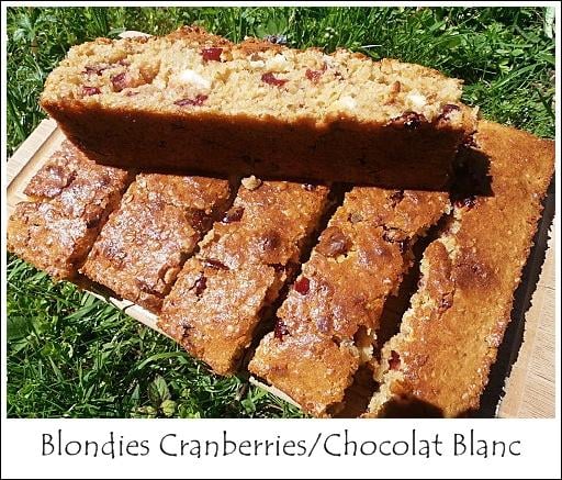 Blondies cranberries chocolat blanc